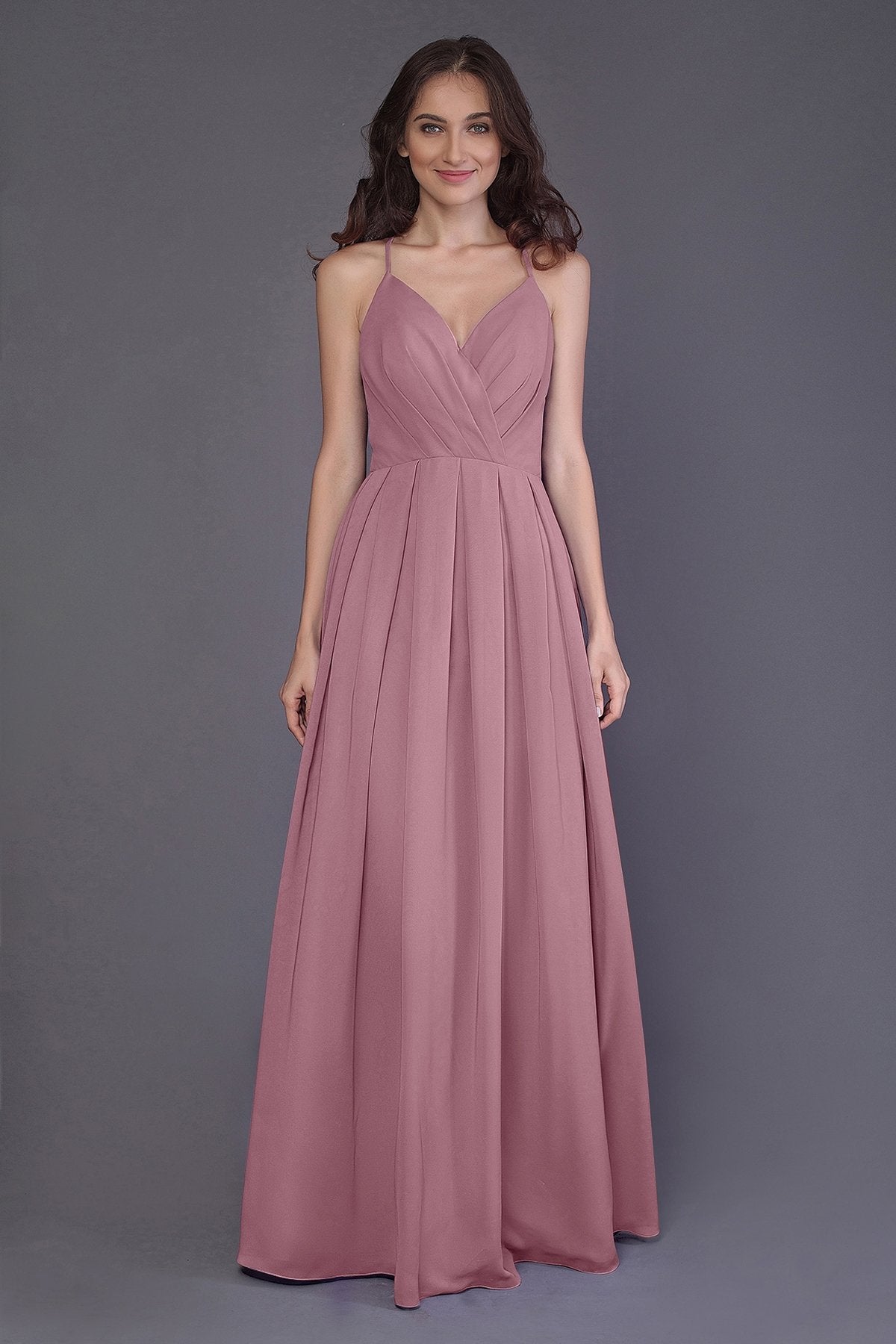 COCOMELODY Sheath-Column Floor Length Chiffon Bridesmaid Dress PR3572 