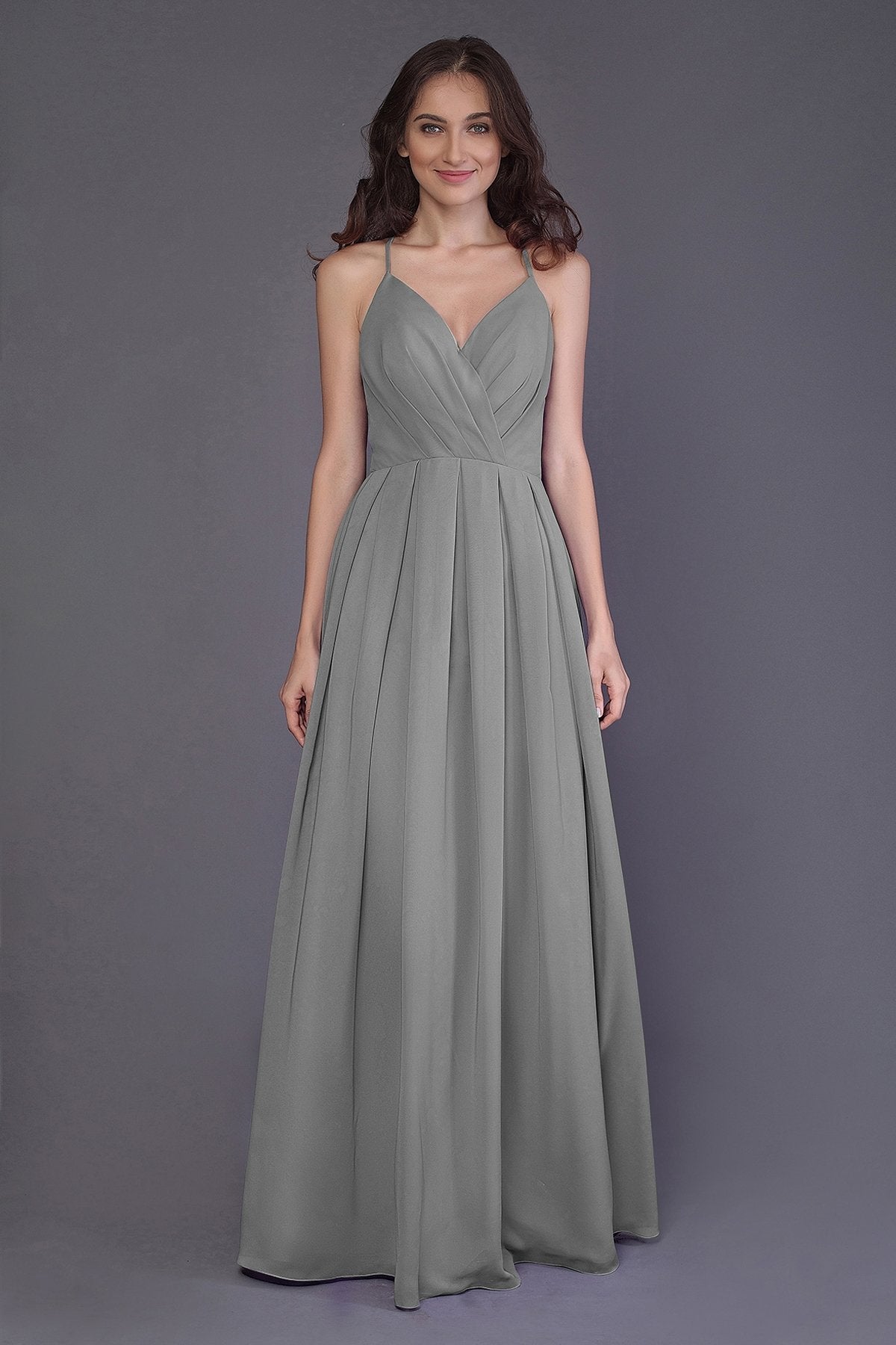 COCOMELODY Sheath-Column Floor Length Chiffon Bridesmaid Dress PR3572 