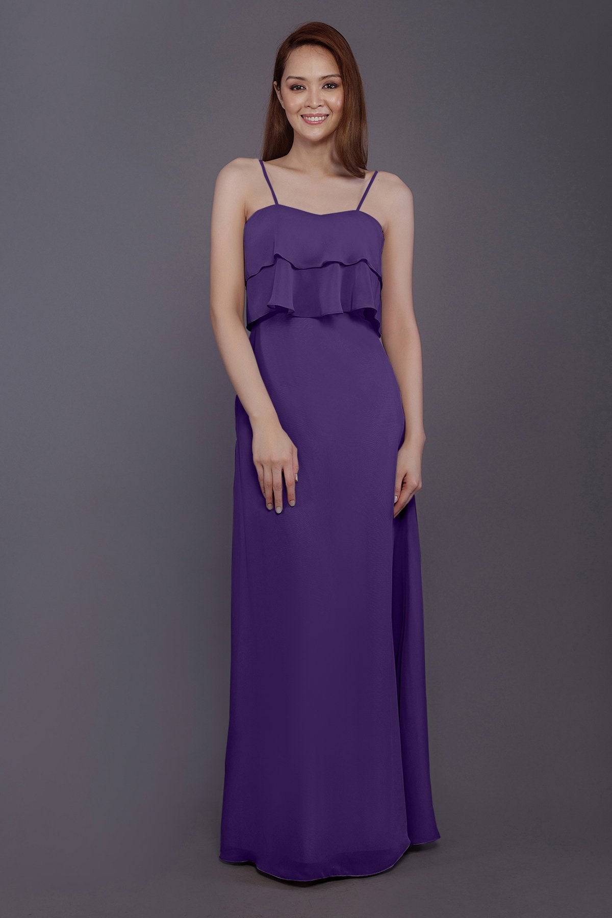 COCOMELODY Sheath-Column Floor Length Chiffon Bridesmaid Dress PR3575 