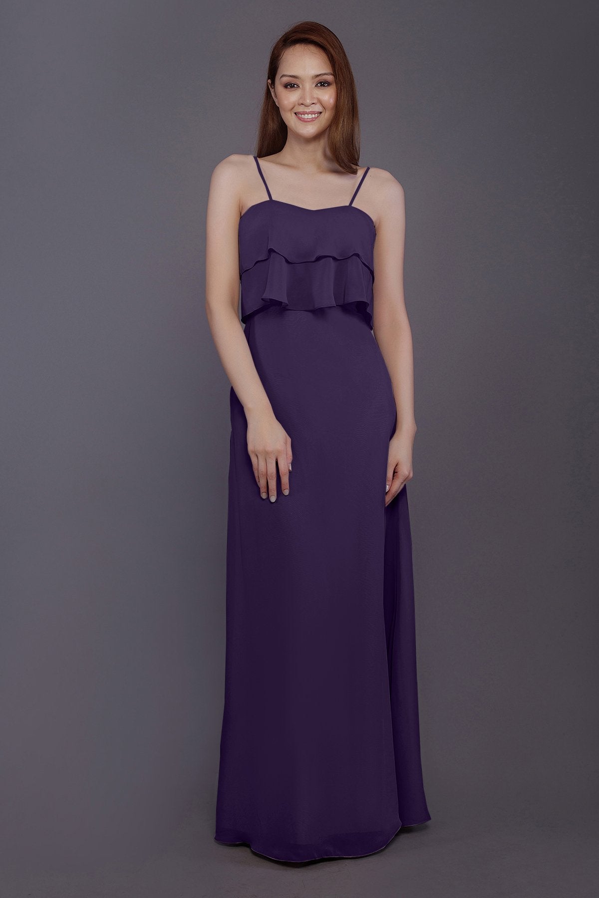 COCOMELODY Sheath-Column Floor Length Chiffon Bridesmaid Dress PR3575 