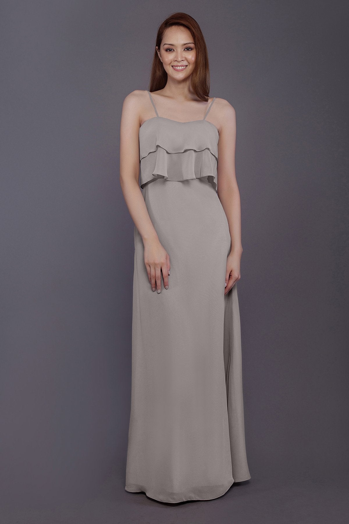 COCOMELODY Sheath-Column Floor Length Chiffon Bridesmaid Dress PR3575 