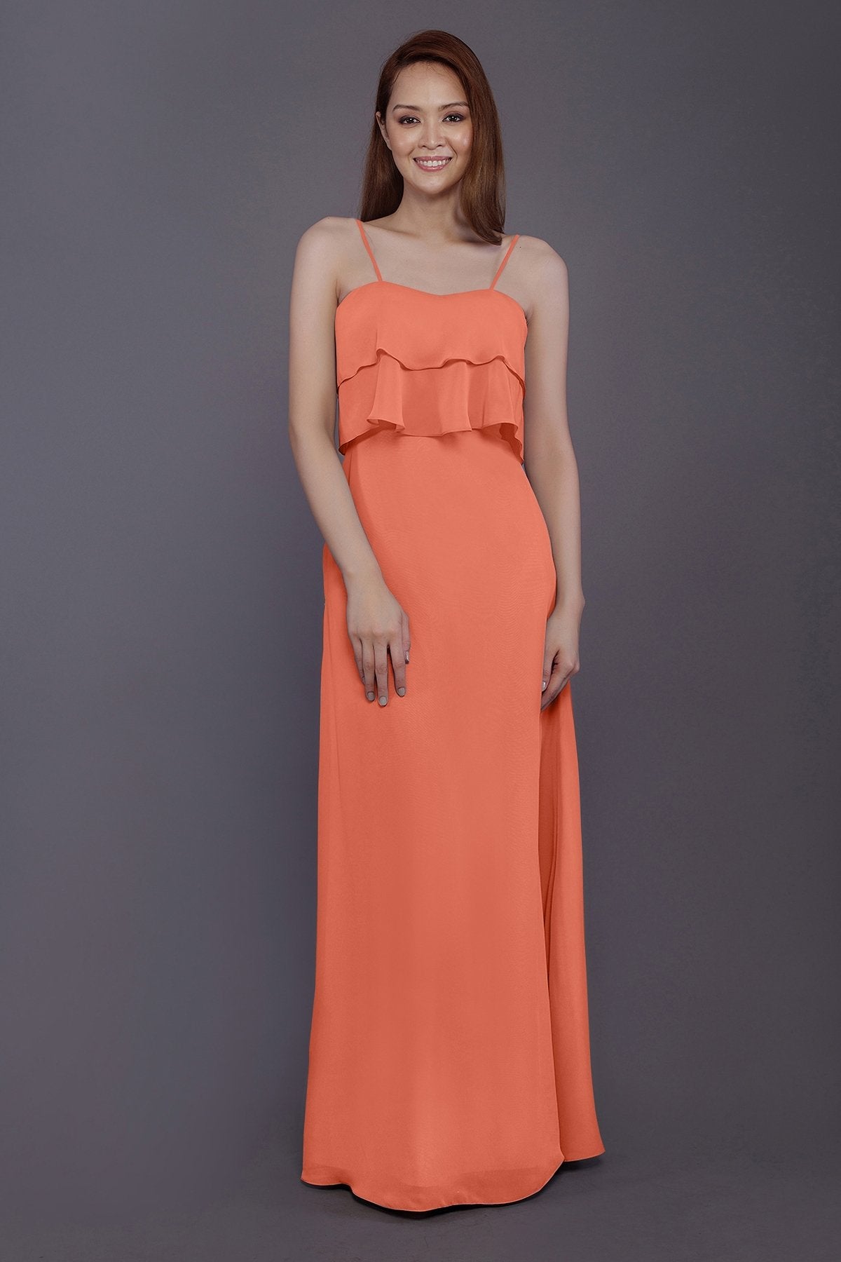 COCOMELODY Sheath-Column Floor Length Chiffon Bridesmaid Dress PR3575 