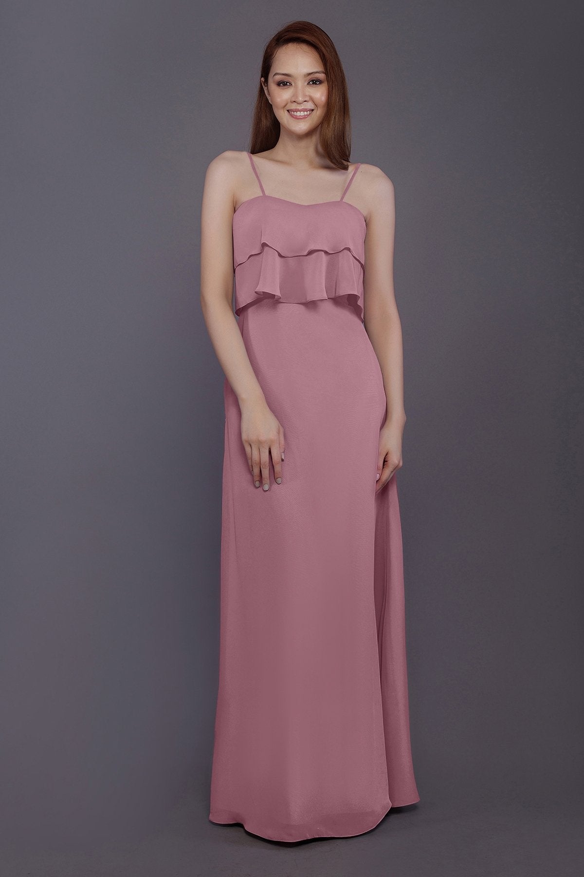 COCOMELODY Sheath-Column Floor Length Chiffon Bridesmaid Dress PR3575 