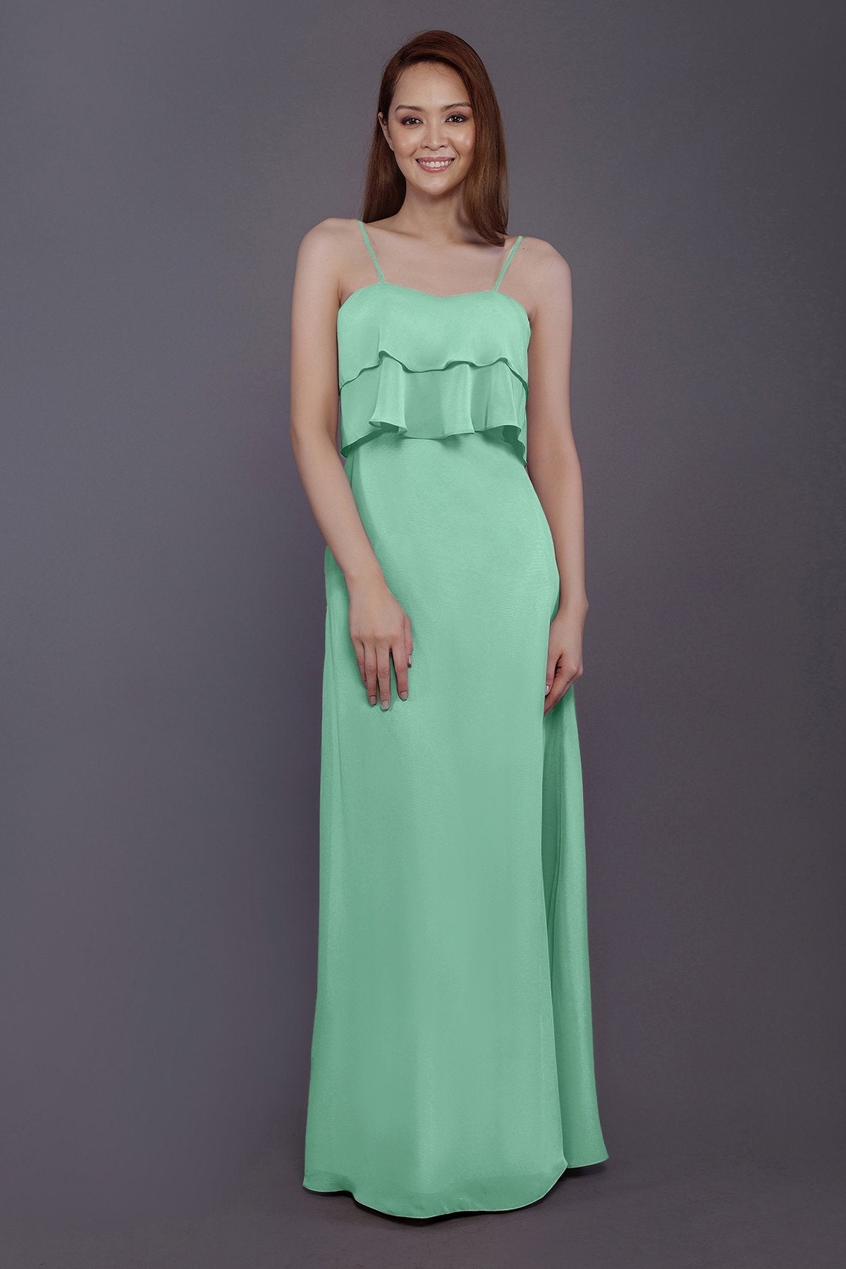 COCOMELODY Sheath-Column Floor Length Chiffon Bridesmaid Dress PR3575 