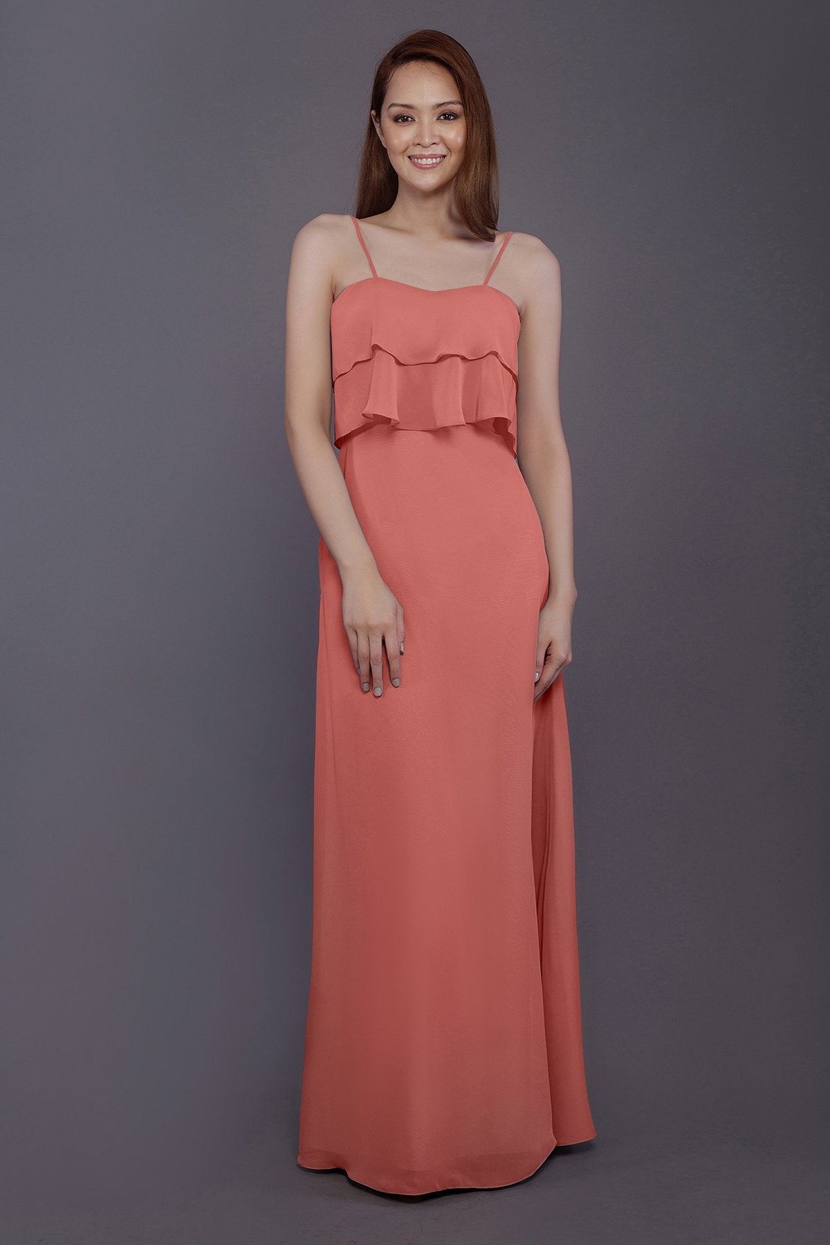 COCOMELODY Sheath-Column Floor Length Chiffon Bridesmaid Dress PR3575 