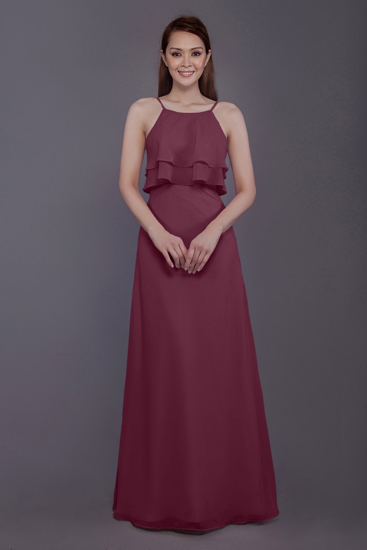 COCOMELODY Sheath-Column Floor Length Chiffon Bridesmaid Dress PR3577 