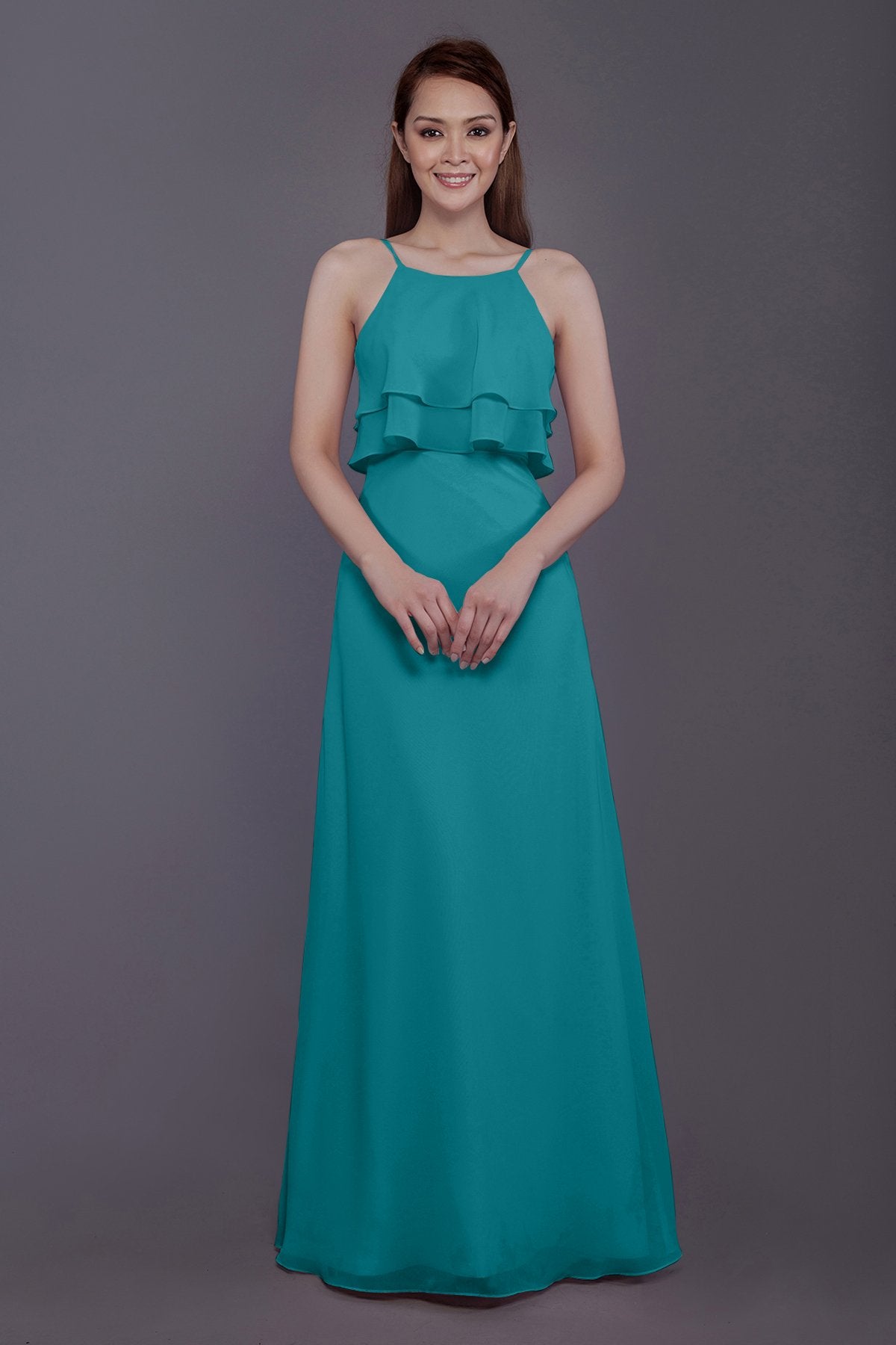 COCOMELODY Sheath-Column Floor Length Chiffon Bridesmaid Dress PR3577 