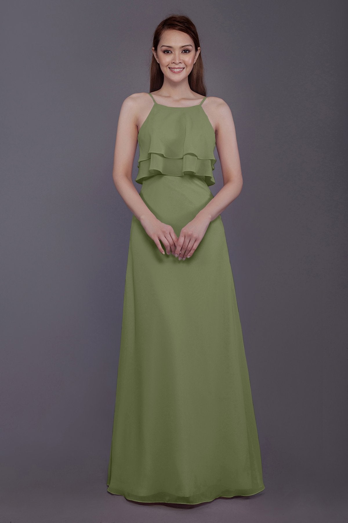 COCOMELODY Sheath-Column Floor Length Chiffon Bridesmaid Dress PR3577 