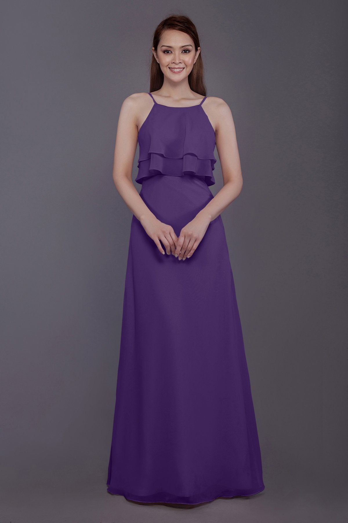 COCOMELODY Sheath-Column Floor Length Chiffon Bridesmaid Dress PR3577 