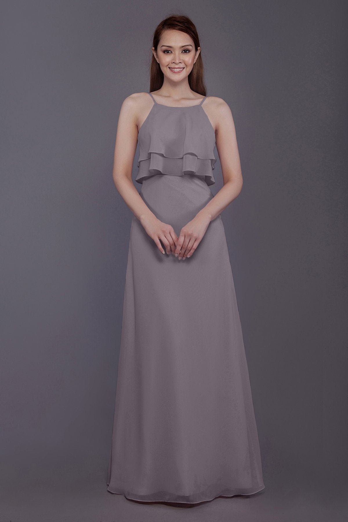 COCOMELODY Sheath-Column Floor Length Chiffon Bridesmaid Dress PR3577 