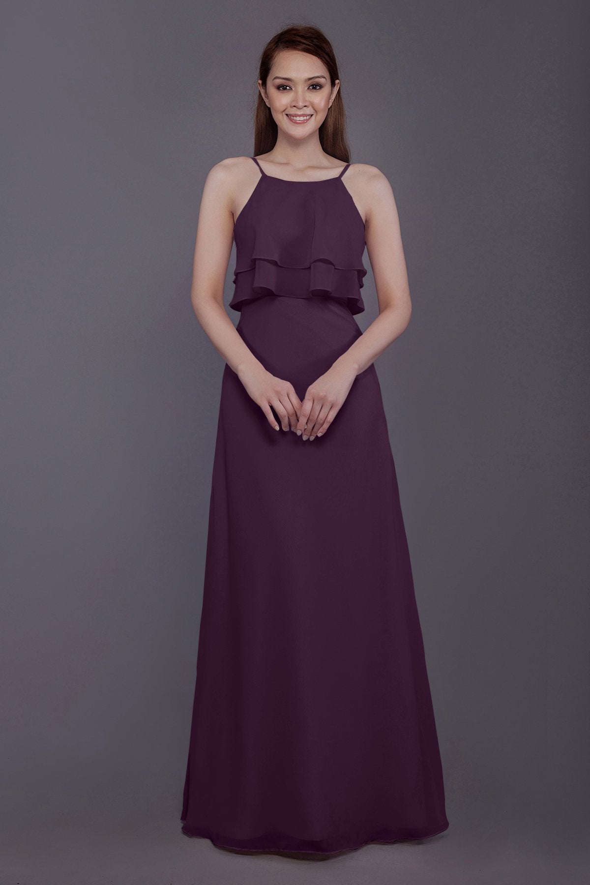 COCOMELODY Sheath-Column Floor Length Chiffon Bridesmaid Dress PR3577 