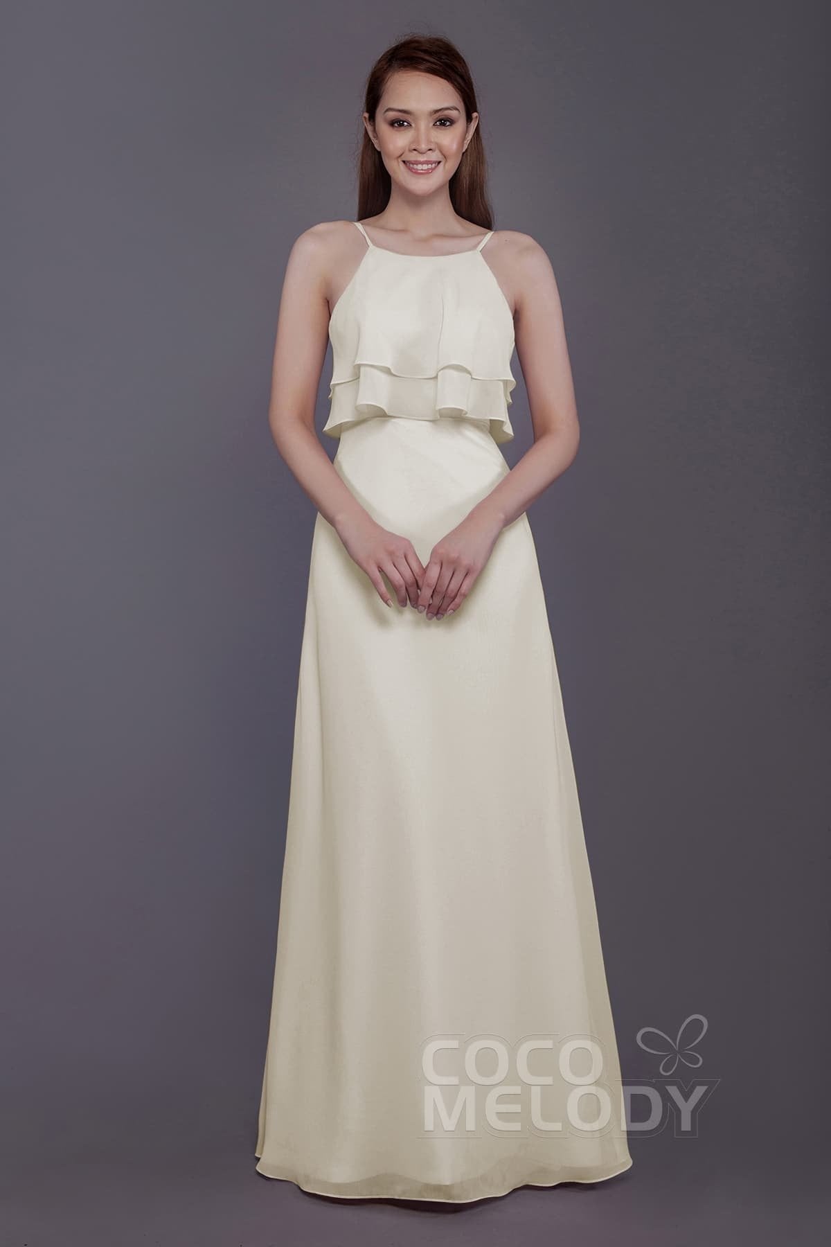 COCOMELODY Sheath-Column Floor Length Chiffon Bridesmaid Dress PR3577 