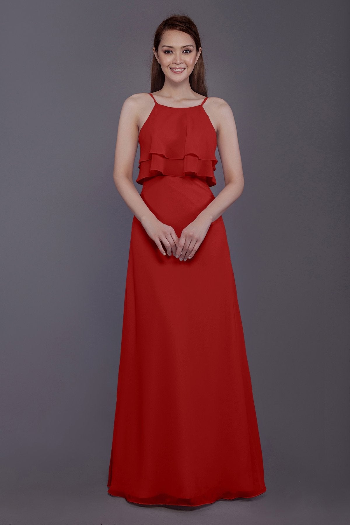 COCOMELODY Sheath-Column Floor Length Chiffon Bridesmaid Dress PR3577 