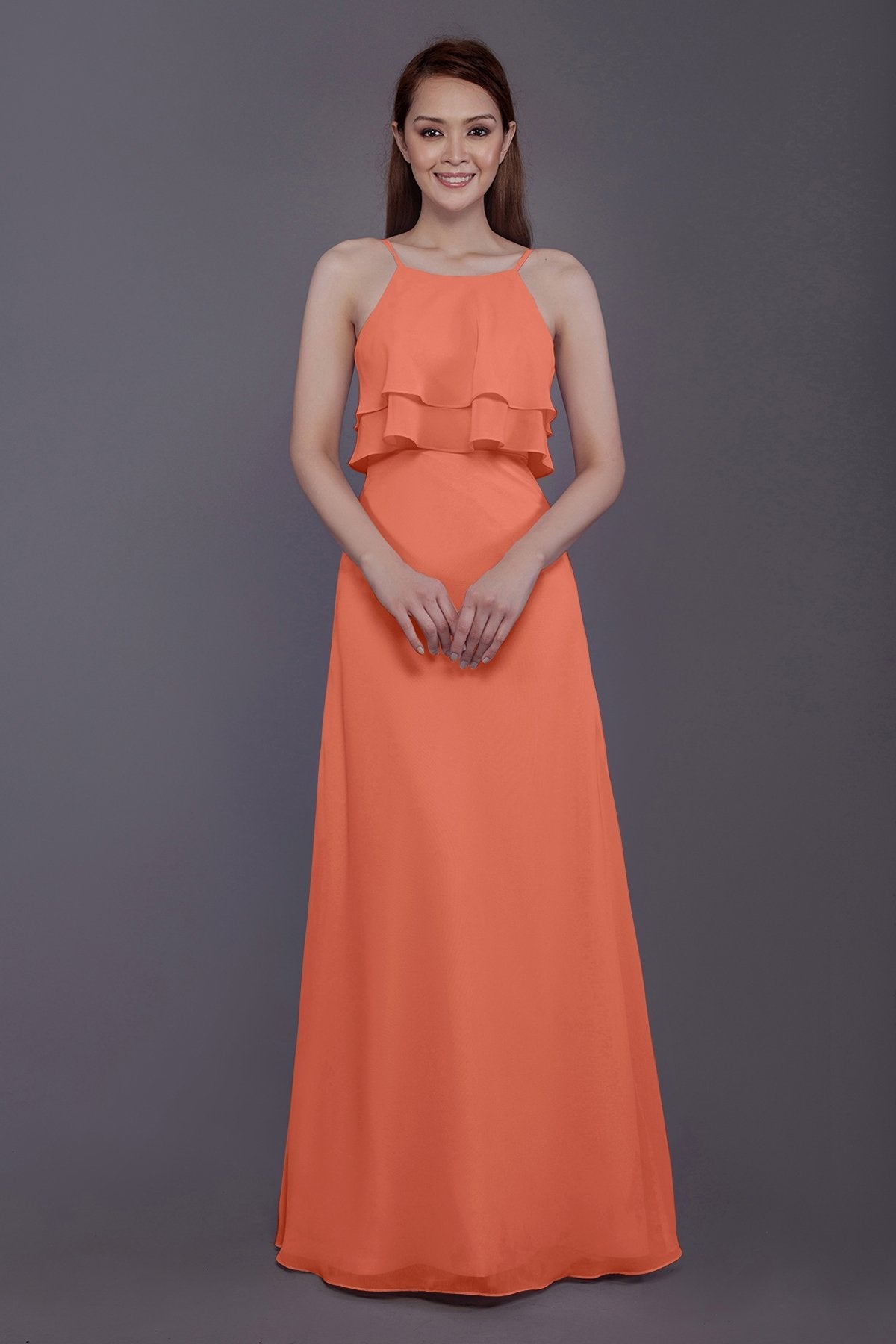 COCOMELODY Sheath-Column Floor Length Chiffon Bridesmaid Dress PR3577 