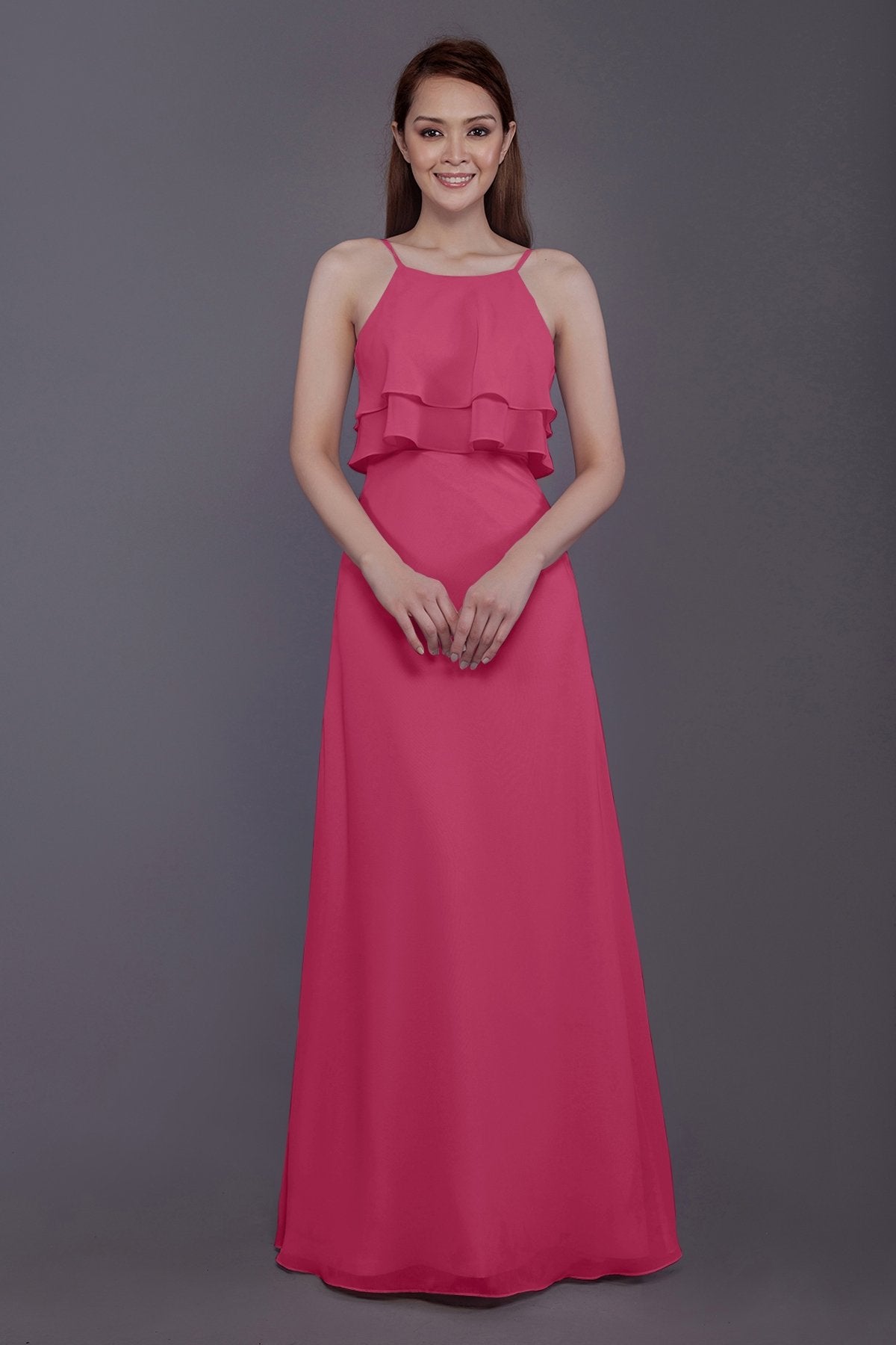 COCOMELODY Sheath-Column Floor Length Chiffon Bridesmaid Dress PR3577 