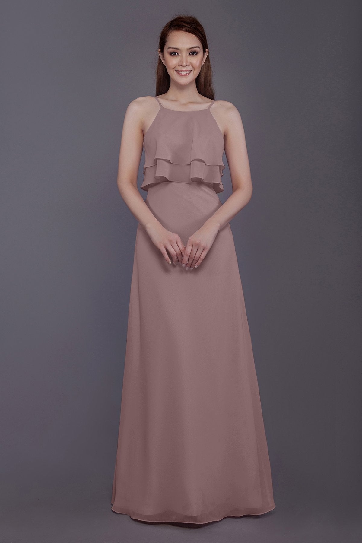 COCOMELODY Sheath-Column Floor Length Chiffon Bridesmaid Dress PR3577 