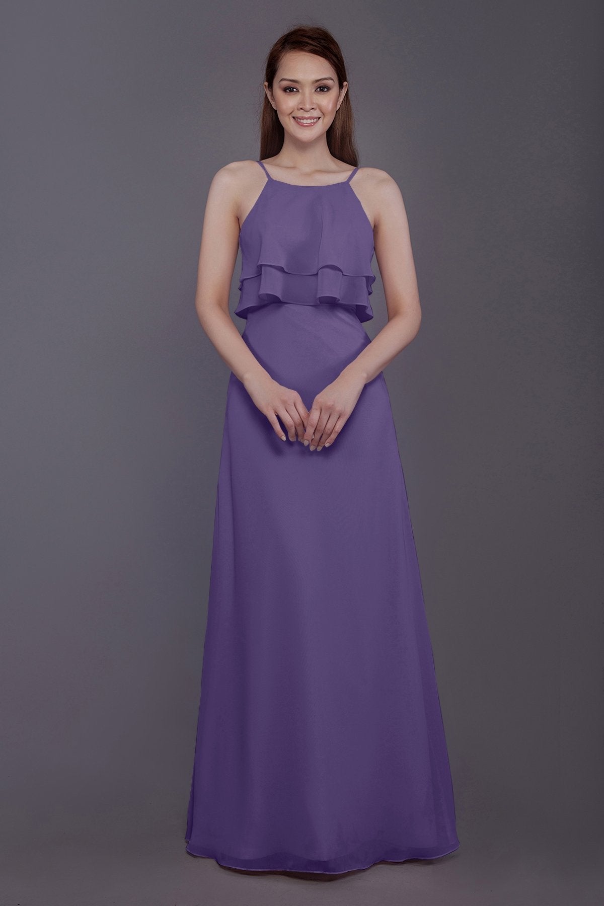 COCOMELODY Sheath-Column Floor Length Chiffon Bridesmaid Dress PR3577 