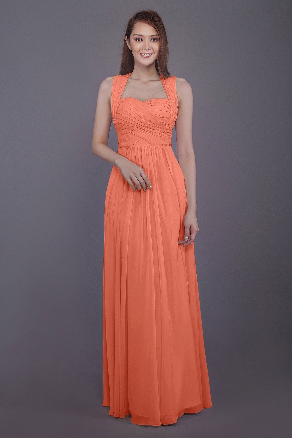 COCOMELODY Sheath-Column Floor Length Chiffon Bridesmaid Dress PR3585 