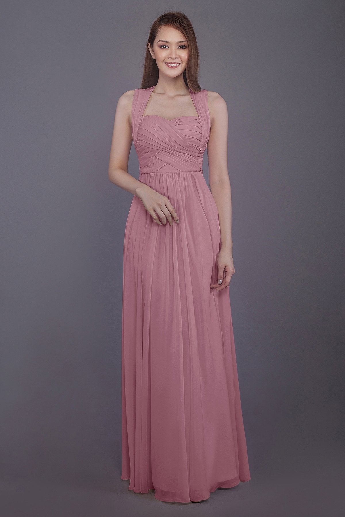 COCOMELODY Sheath-Column Floor Length Chiffon Bridesmaid Dress PR3585 