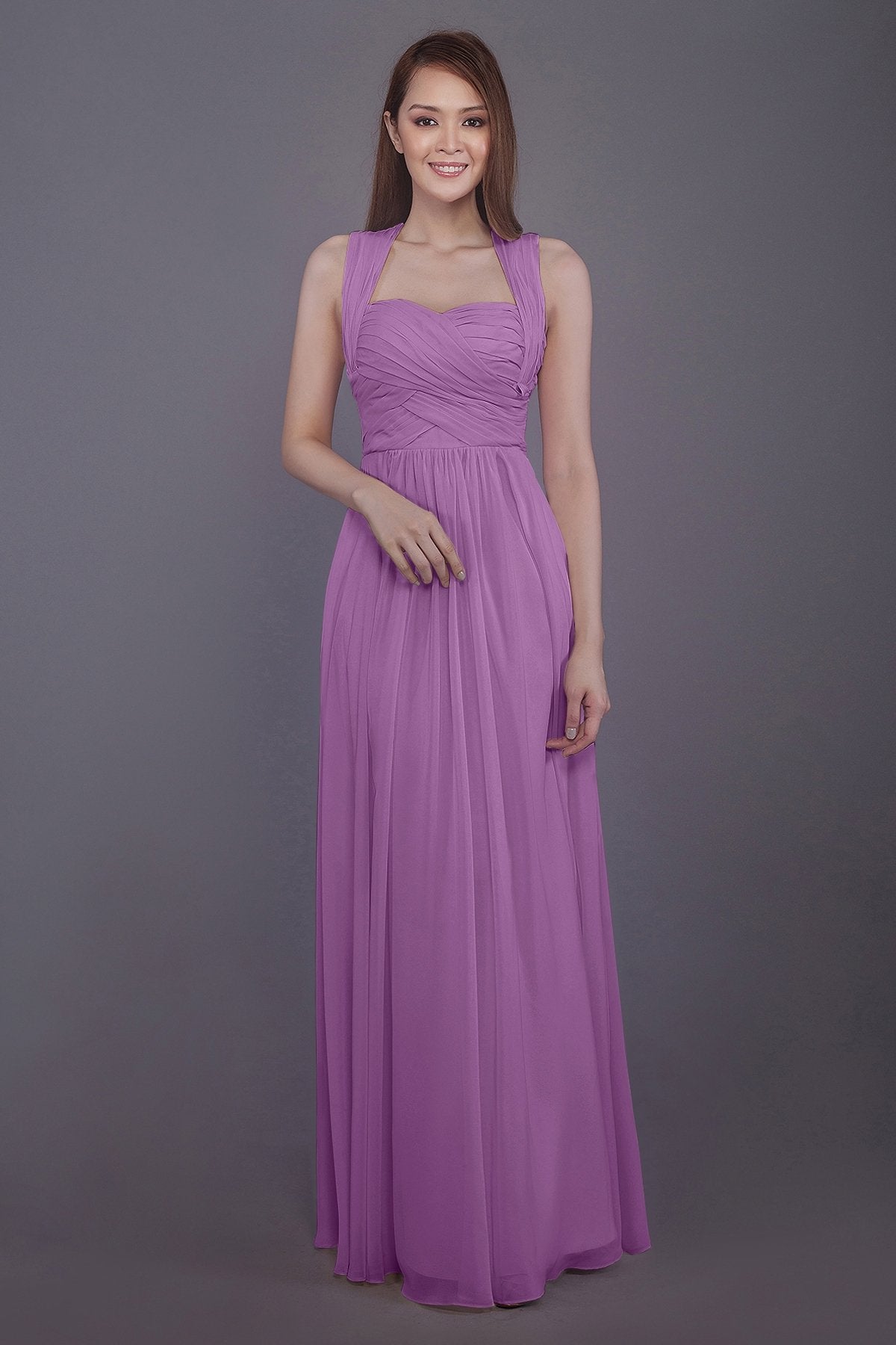 COCOMELODY Sheath-Column Floor Length Chiffon Bridesmaid Dress PR3585 