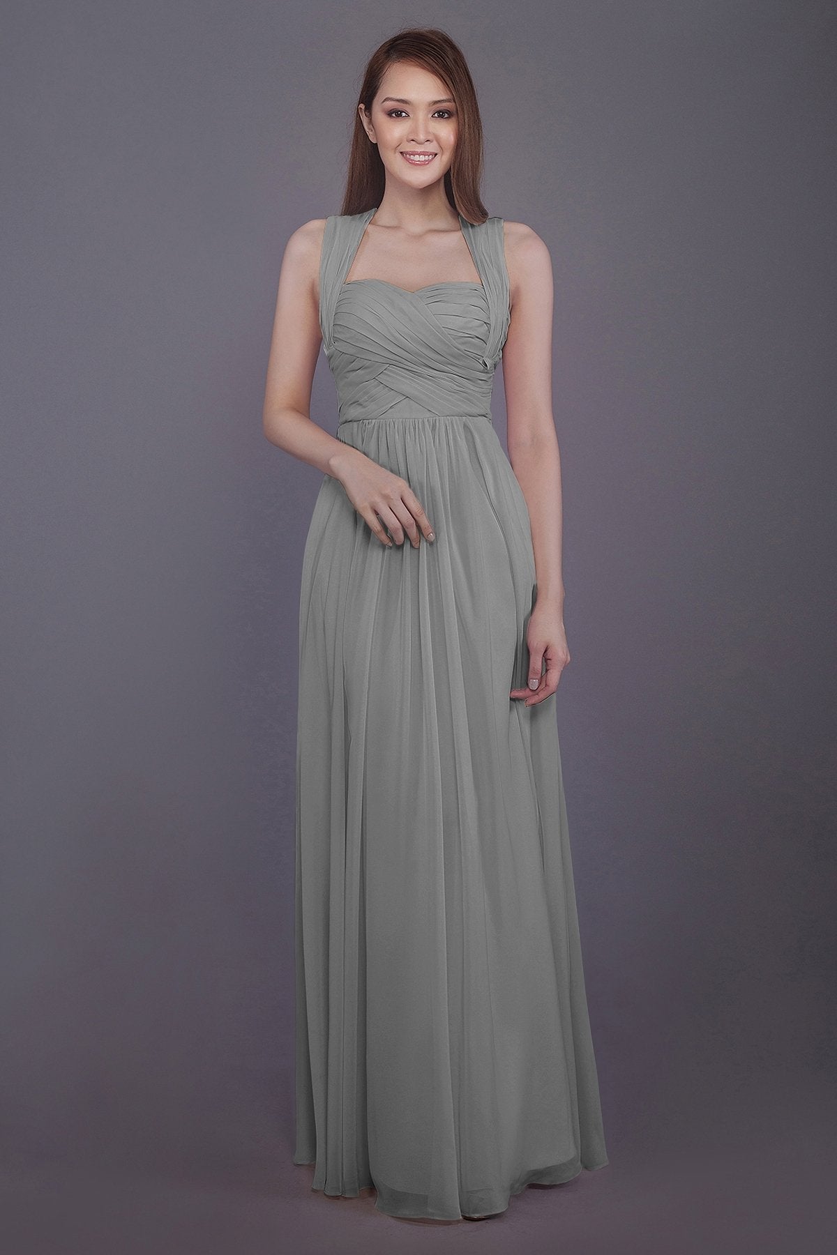 COCOMELODY Sheath-Column Floor Length Chiffon Bridesmaid Dress PR3585 