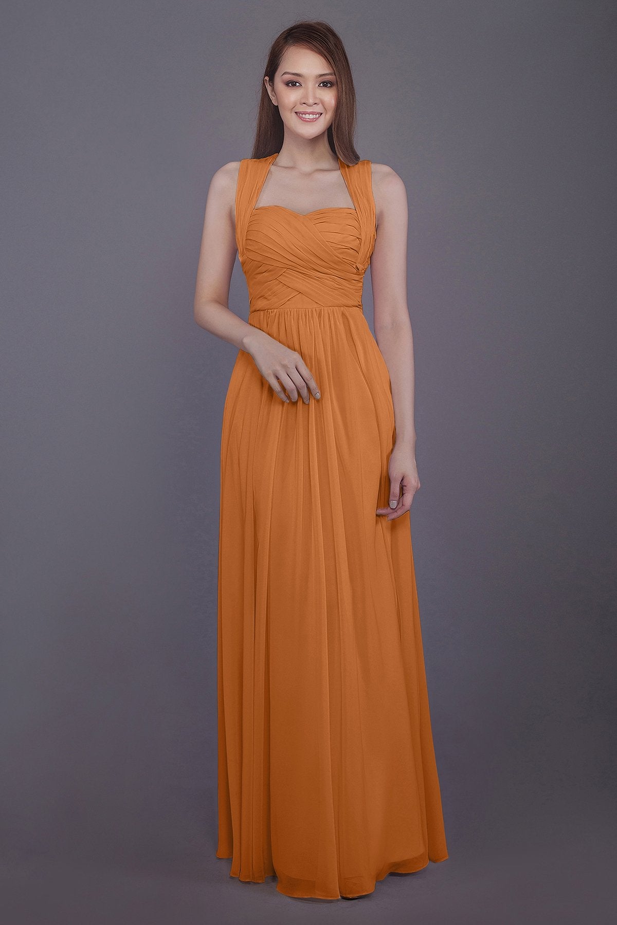 COCOMELODY Sheath-Column Floor Length Chiffon Bridesmaid Dress PR3585 