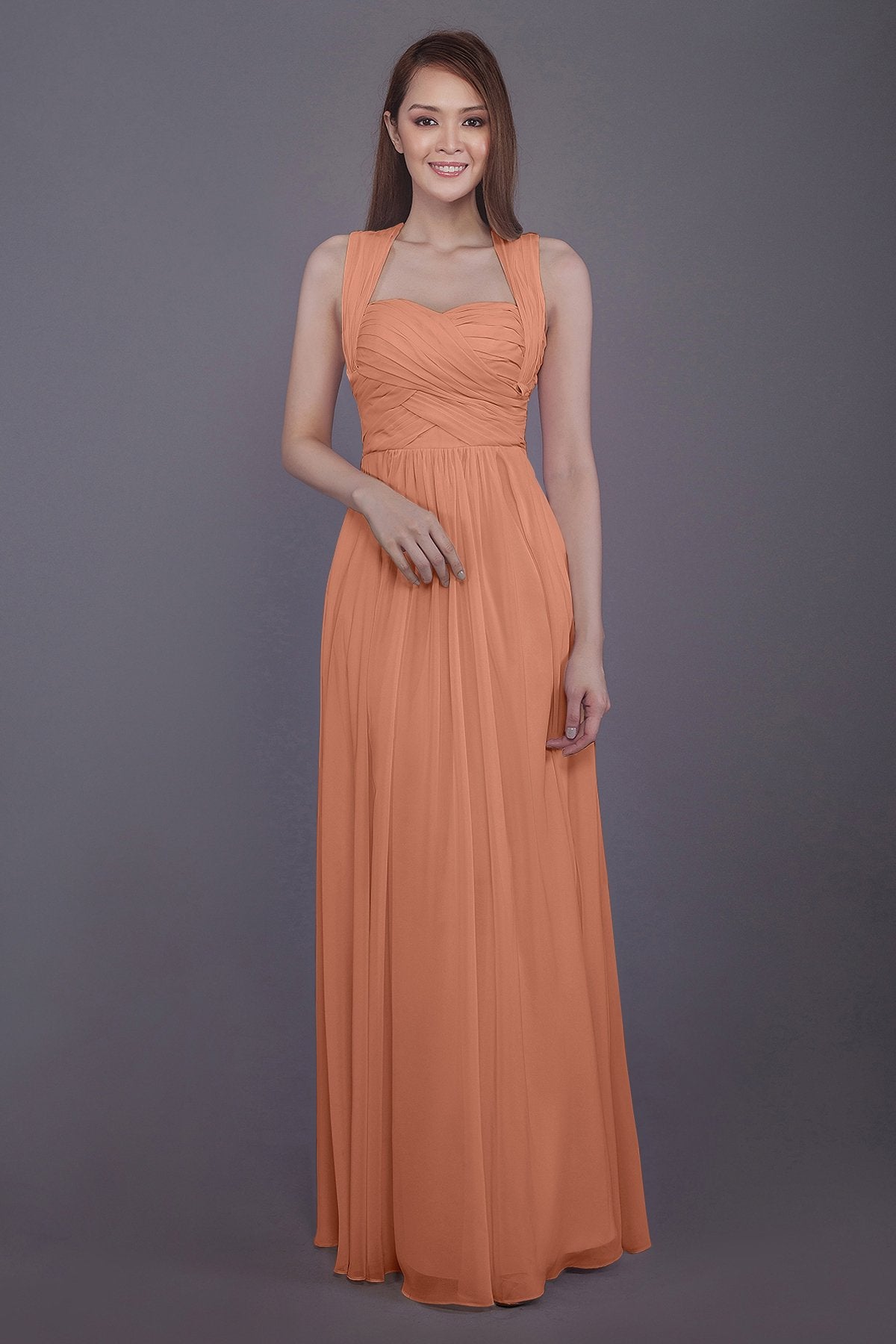 COCOMELODY Sheath-Column Floor Length Chiffon Bridesmaid Dress PR3585 