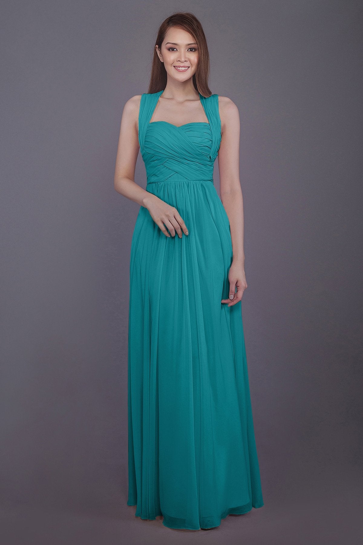 COCOMELODY Sheath-Column Floor Length Chiffon Bridesmaid Dress PR3585 