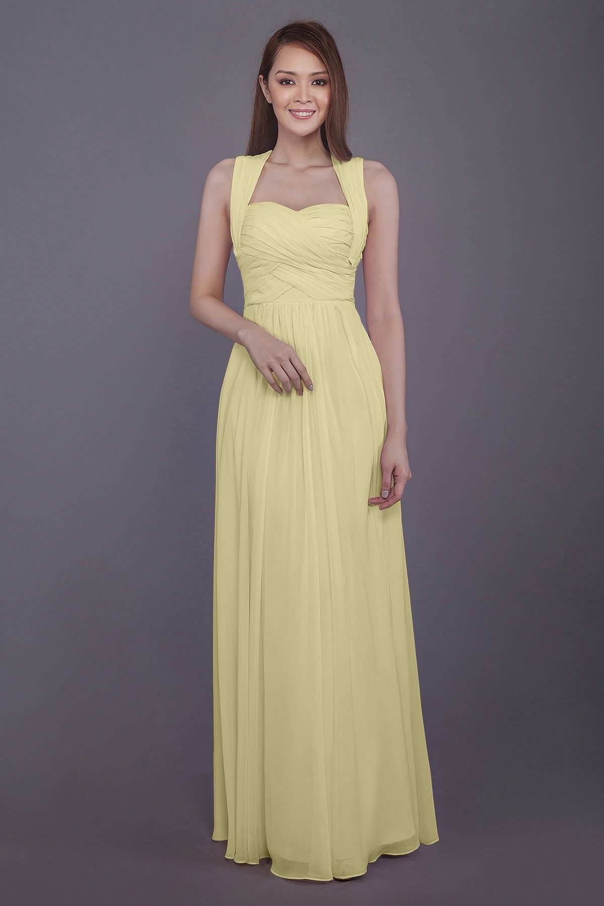 COCOMELODY Sheath-Column Floor Length Chiffon Bridesmaid Dress PR3585 