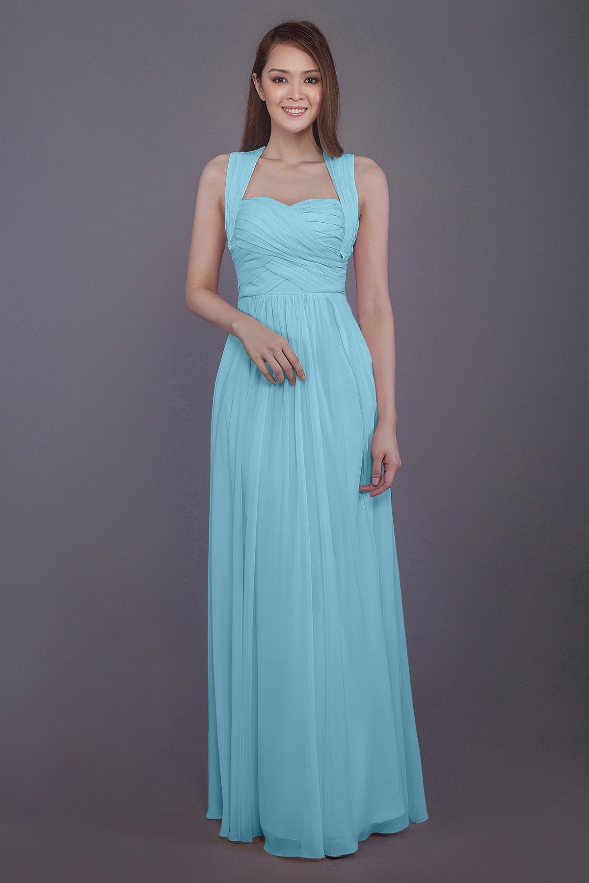 COCOMELODY Sheath-Column Floor Length Chiffon Bridesmaid Dress PR3585 