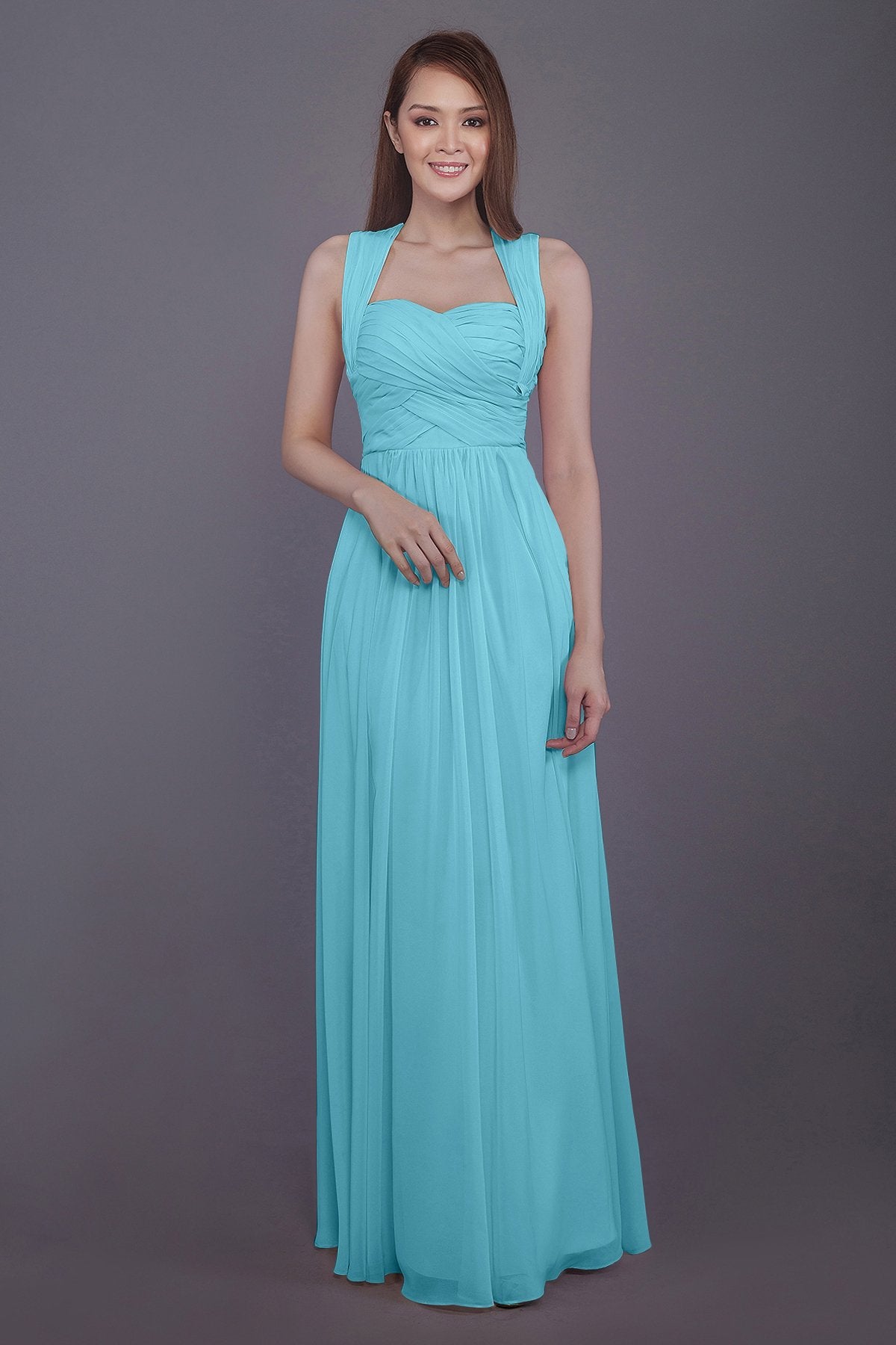 COCOMELODY Sheath-Column Floor Length Chiffon Bridesmaid Dress PR3585 