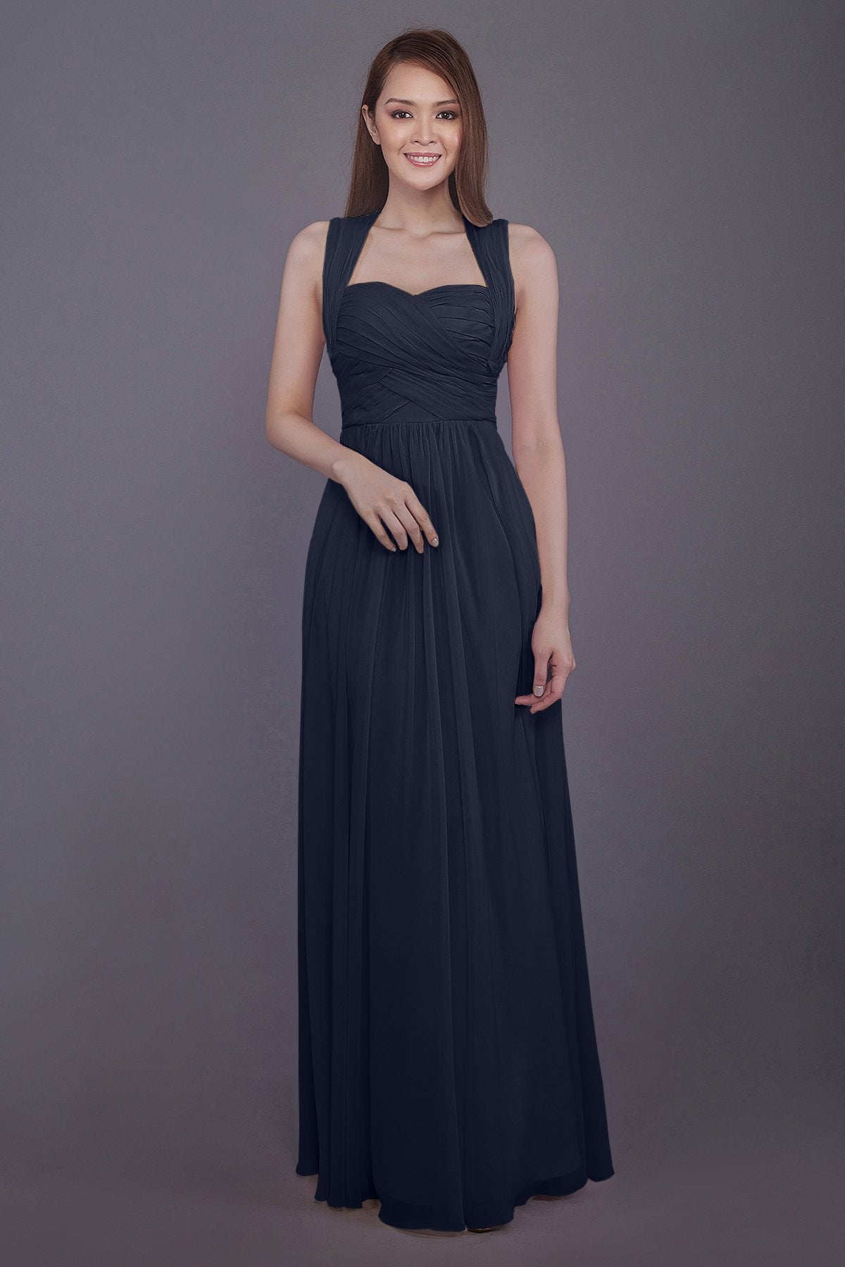 COCOMELODY Sheath-Column Floor Length Chiffon Bridesmaid Dress PR3585 