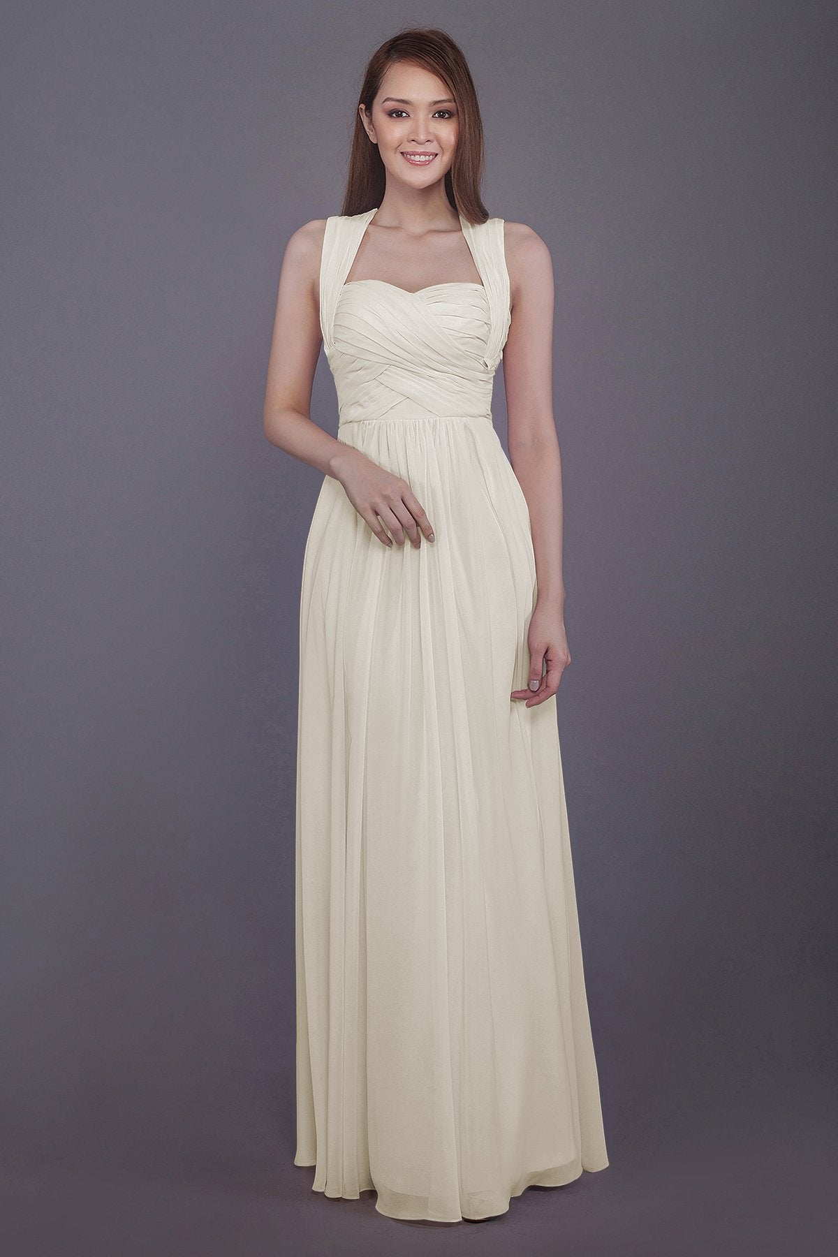 COCOMELODY Sheath-Column Floor Length Chiffon Bridesmaid Dress PR3585 