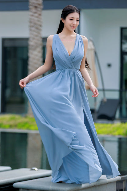 A-Line Floor Length Chiffon Bridesmaid Dress CB0708