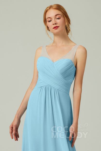 A-Line Floor Length Chiffon Bridesmaid Dress CB0331