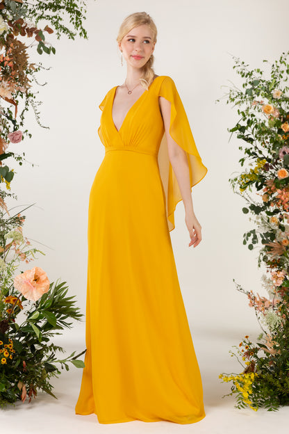 Sheath Sweep-Brush Train Chiffon Bridesmaid Dress CB0468