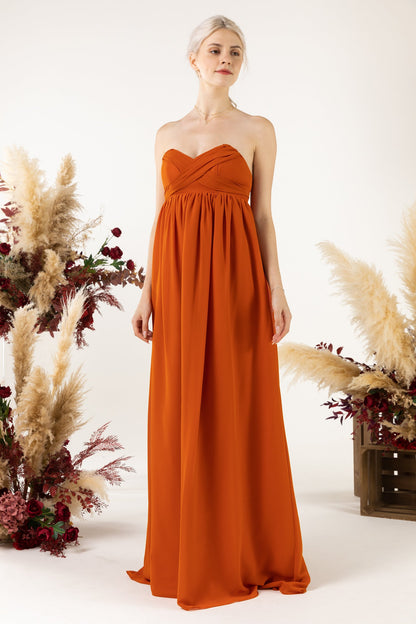 A-Line Sweep-Brush Train Chiffon Bridesmaid Dress CB0470