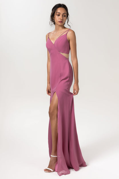 Sheath-Column Floor Length Chiffon Bridesmaid Dress CB0558