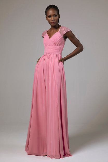 A-Line Floor Length Chiffon Bridesmaid Dress CB0390