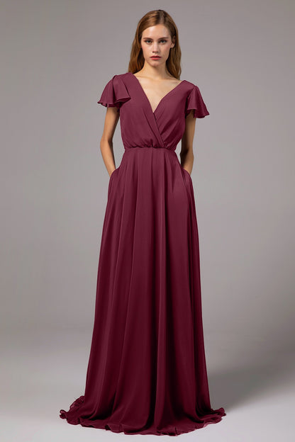 A-Line Floor Length Chiffon Bridesmaid Dress CB0410