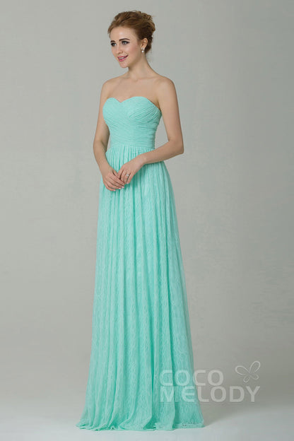 Sheath-Column Floor Length Lace Bridesmaid Dress COZK16013