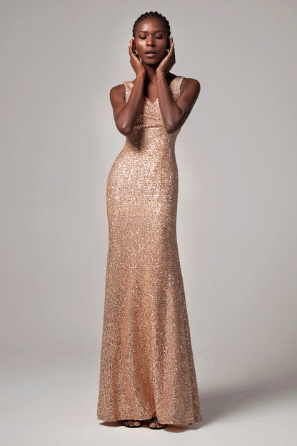 Sheath-Column Floor Length Sequined Dress CB0404