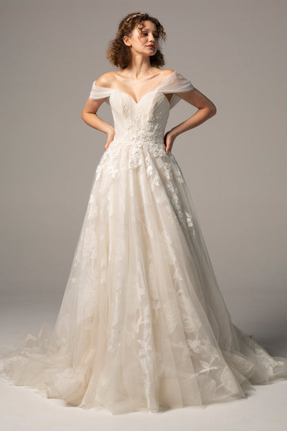 A-Line Court Train Tulle Wedding Dress CW2390