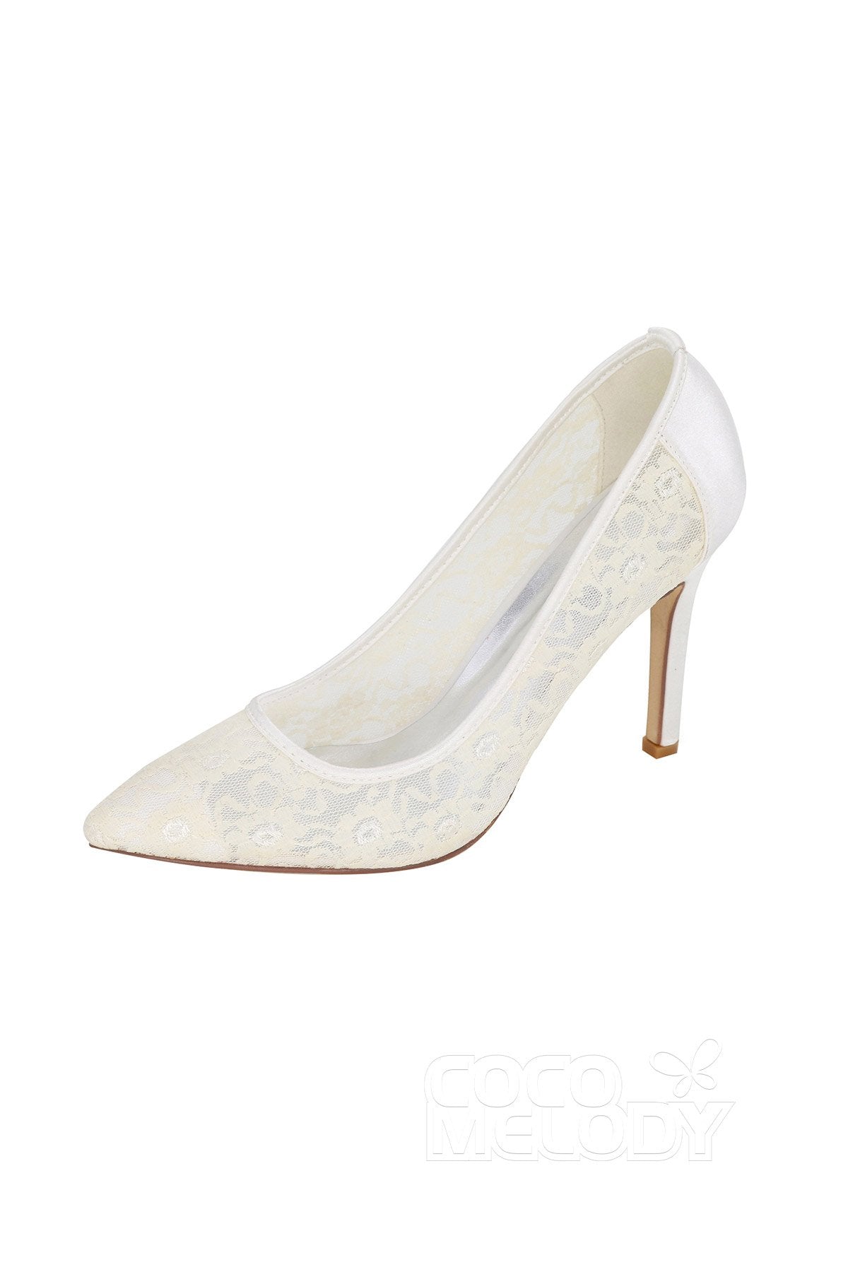 COCOMELODY Stiletto Heel Lace Pointed Toe Bridal Shoes SWS16035 